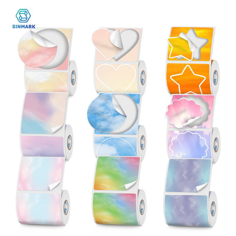 Round Sticker Thermal Labels Colored - 2 Rolls Color Thermal Label Paper