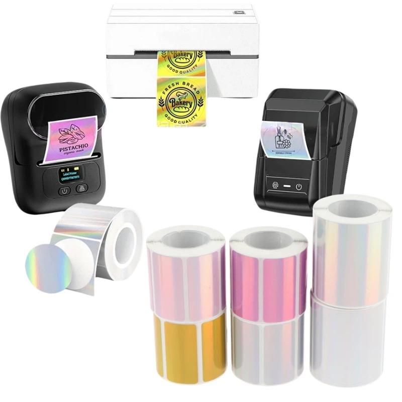 Round Sticker Thermal Labels Colored - 1 Roll Laser-color Silver/Matte Silver Labels