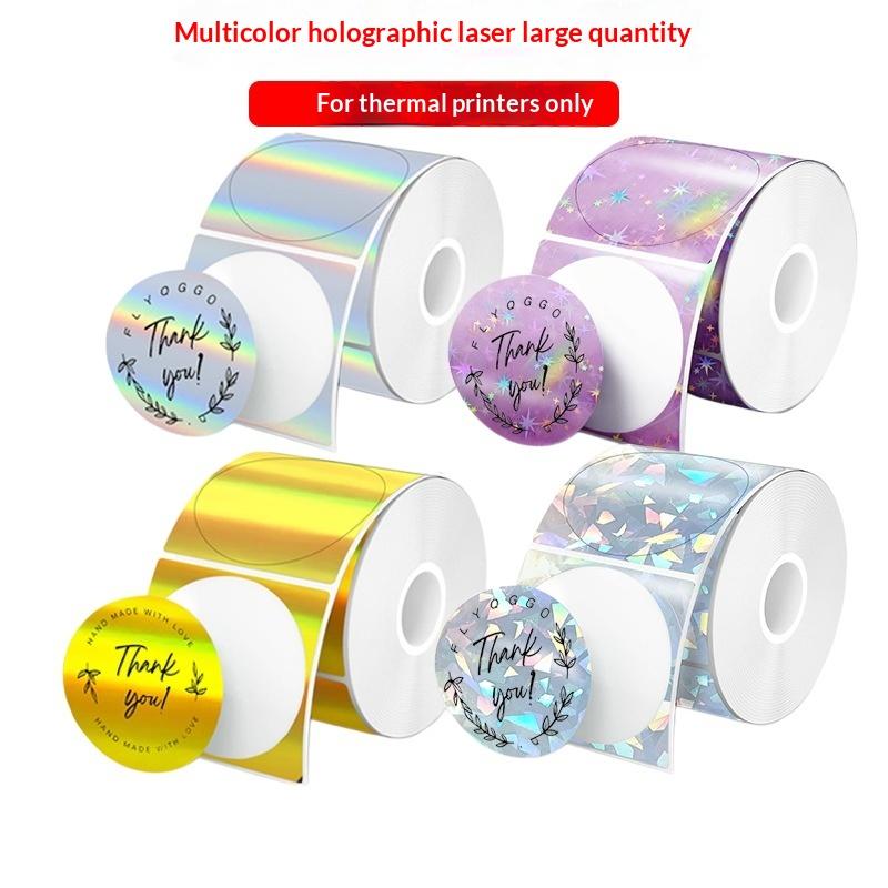 Round Sticker Thermal Labels Colored - 1 Roll Laser-color Silver/Matte Silver Labels