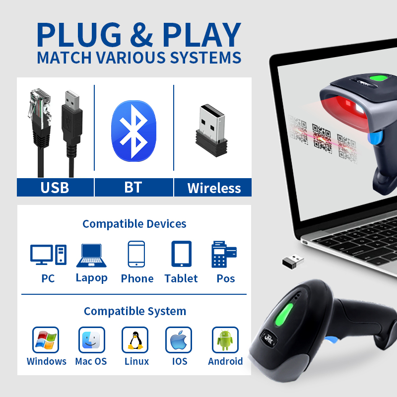 Handheld Wired 1D 2D Qr Bar Co - đánh giá và giá Wireless Barcode Scanner 2D Qr Laser