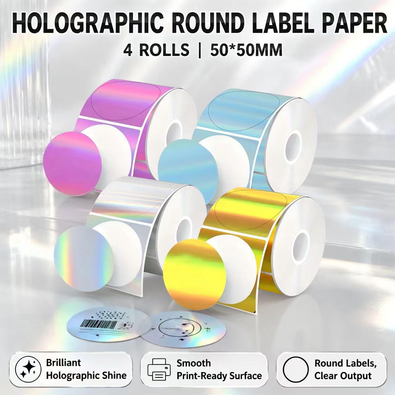 4 Rolls of Full-Color Laser Ho - đánh giá và giá Round Sticker Thermal Labels Colored