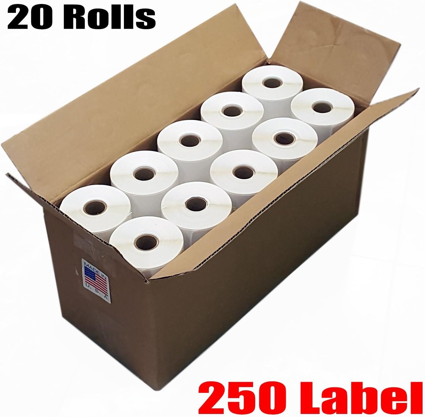 20 Rolls of 250 (USA Made) 4x6 - đánh giá và giá Thermal Shipping Label Roll 4X6 500
