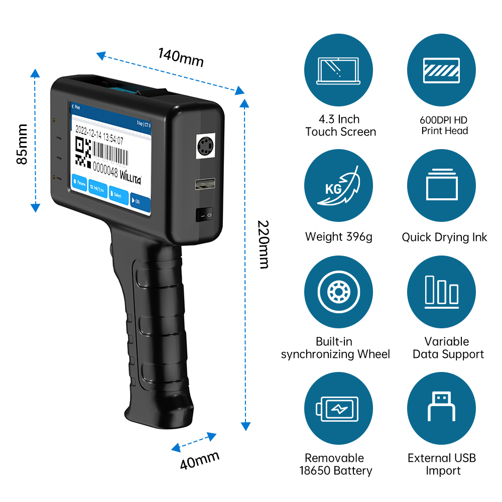 WLD-L1 12.7mm Handheld Inkjet  - đánh giá và giá Handheld Inkjet Date Code Printer Gun