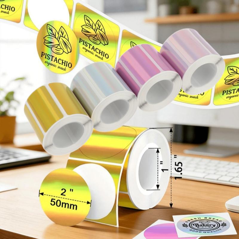 1 Roll Laser-color Silver/Matt - đánh giá và giá Round Sticker Thermal Labels Colored