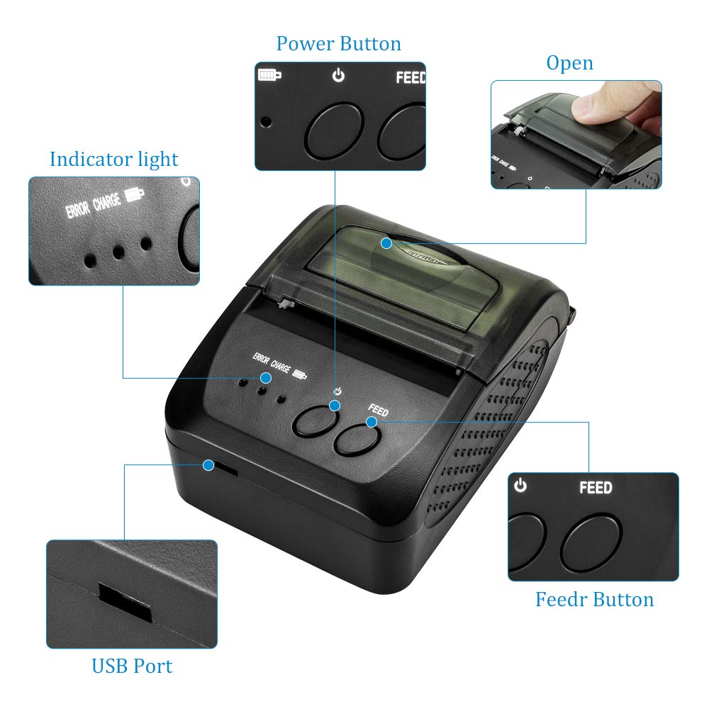 Portable Mini Bluetooth Wirele - đánh giá và giá Bluetooth Portable Thermal Receipt Printer 58Mm