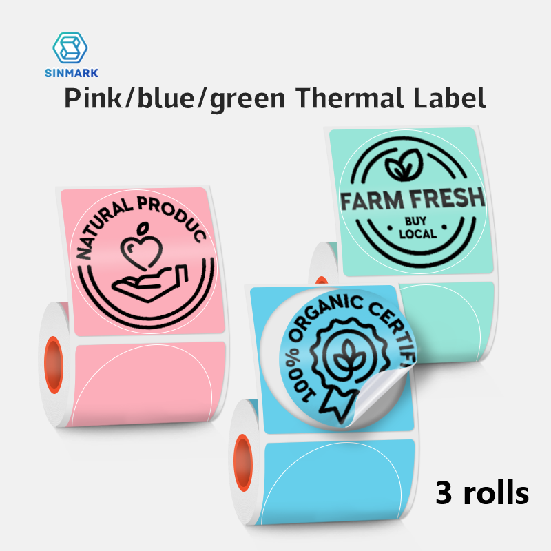 SINMARK 3 Rolls Round Color Th - đánh giá và giá Round Sticker Thermal Labels Colored